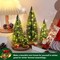 4pcs Mini Christmas Trees with Light, Artificial Christmas Tree Bottle Brush Trees with Wooden Base for Christmas Decor